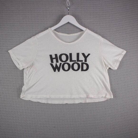 Hollywood Vintage Crop Top Wide Womens Spellout Large - Picture 1 of 8